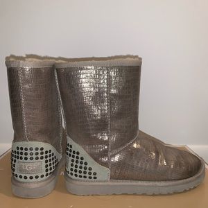 Women's UGG Classic Short Croco Boot Silver